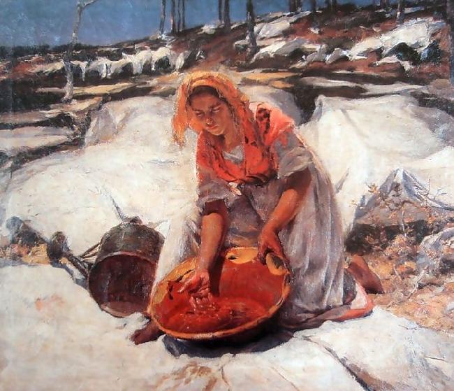Jose Malhoa Dying the clothes oil painting image